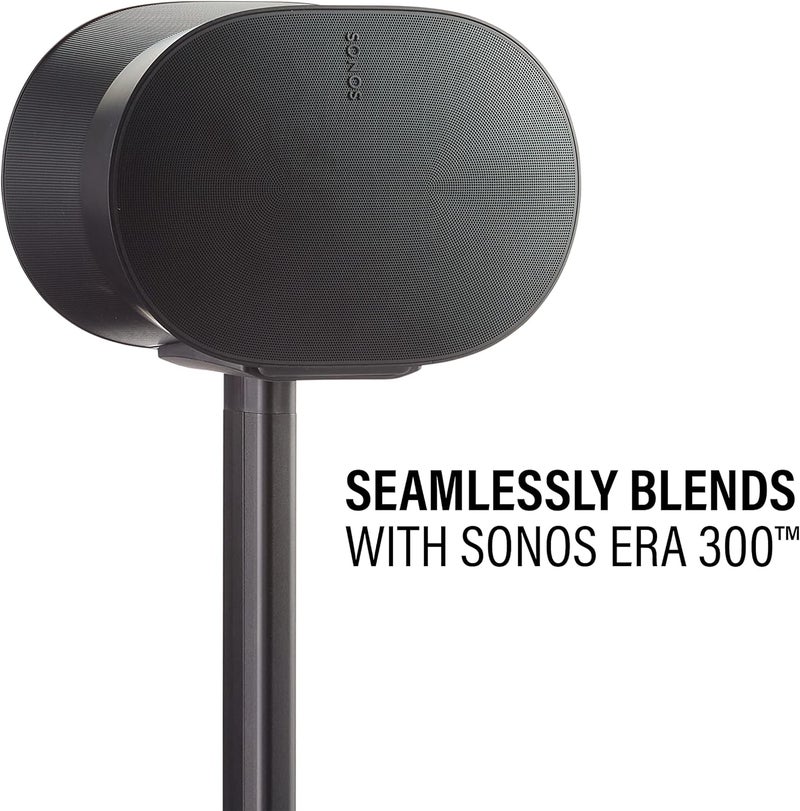 Sanus Speaker Stand for Sonos Era 300™ - Fixed Sonos Speaker Stand w/Easy 3 Step Assembly - Includes All Hardware, Carpet Spikes & Rubber Feet - Black Single Stand - Image 2